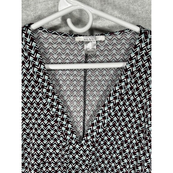 Lascana Venus Southwestern V Neck Blouse Womens Sz Small Top Peplum Bell Sleeve - Picture 1 of 6